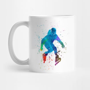 Man roller skater inline in watercolor Mug